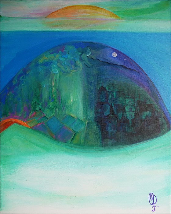 «Under the blue Skies» /01.08.2024/ Сanvas, acryl. 50х40